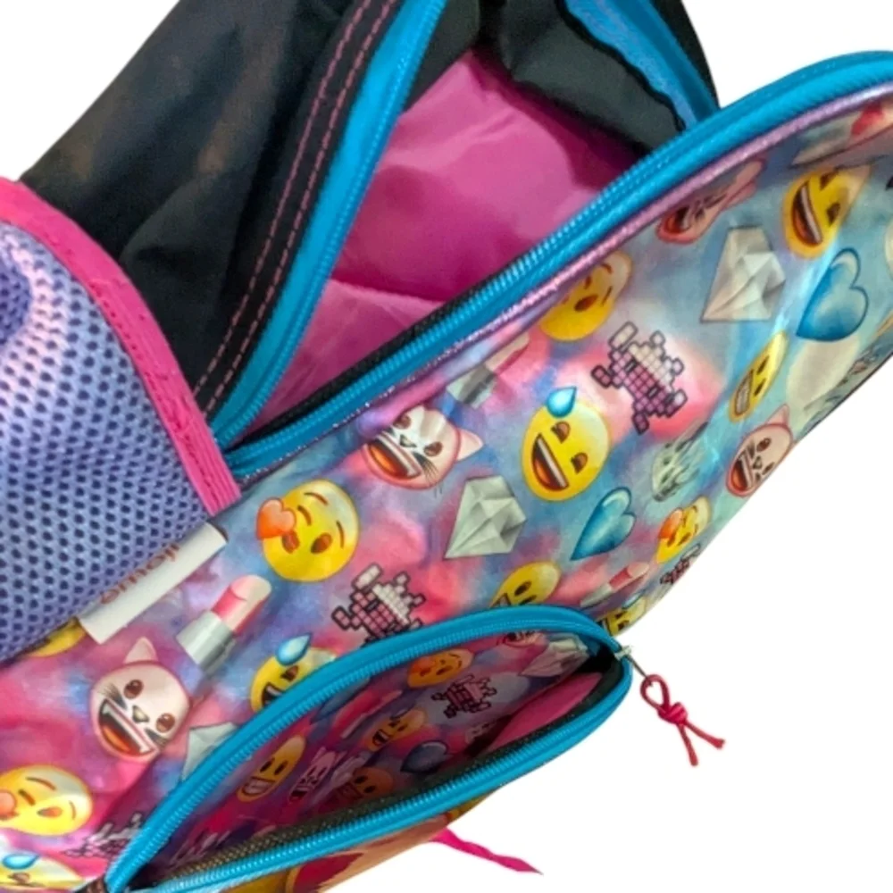 NWOT Emoji Heart Eyes Backpack with Pink Straps